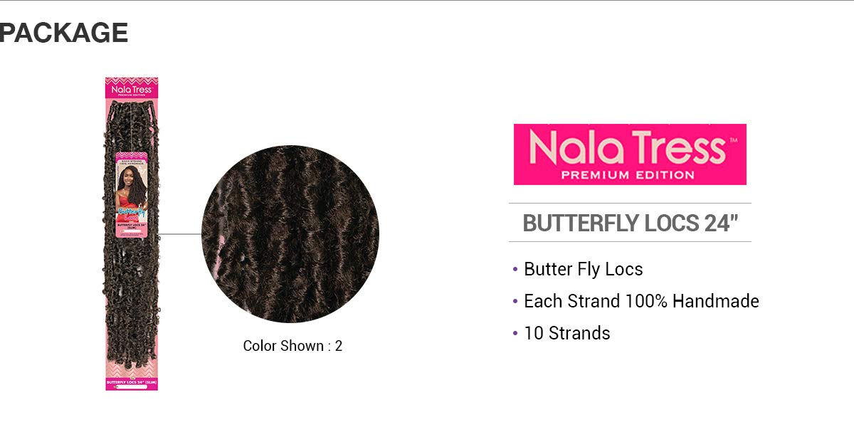 Janet Collection Crochet Braids Nala Tress Butterfly Locs 24"(SLIM) (1-pack, 2)