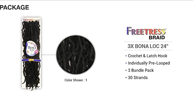 FreeTress Crochet Braids 3X Bona Loc 24" (1-PACK, 2)