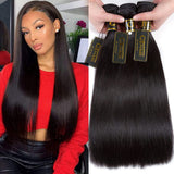 QTHAIR 12A Straight Human Hair(16" 16" 16",300g) Natural Color 100% Unprocessed Human Hair Extensions Indian Virgin Human Hair Weaves Indian Straight Hair