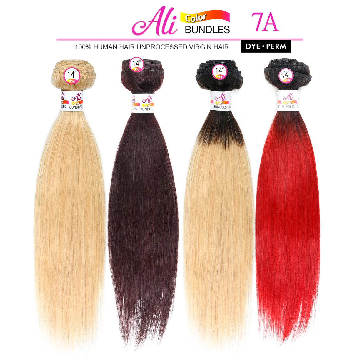 Ali Bundles Unprocessed Brazilian Virgin Human Hair Weave Straight ([14"], OTN/613)