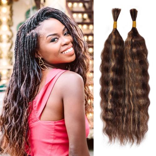 Starlet 100% Virgin Unprocessed Human Braiding Hair 4/27 Caramel Brown Highlight Wet N Wavy Super Bulk (18"-20")