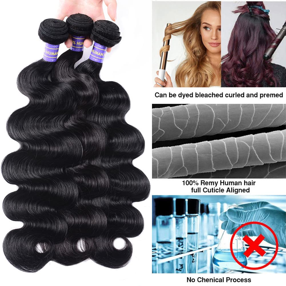 Human Hair Bundles with Closure 22 24 26 20 Free Part Body Wave Bund Beauty Beyond Mesquite TX