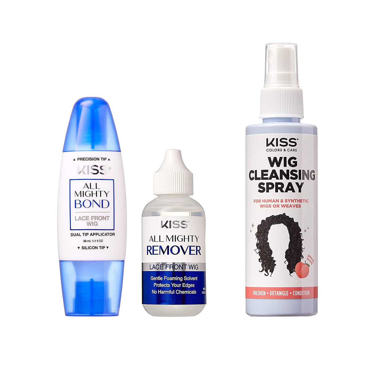 Kiss All Mighty Bond Lace Wig Adhesive & Remover & Wig Cleanser Spray Find Your New Look Today!