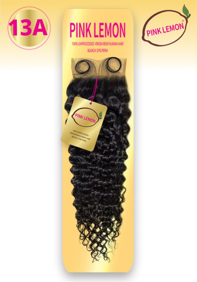 PINK LEMON 4X4 CLOSURE-BOHEMIAN CURL 100% UNPROCESSED VIRGIN REMY HUMAN HAIR