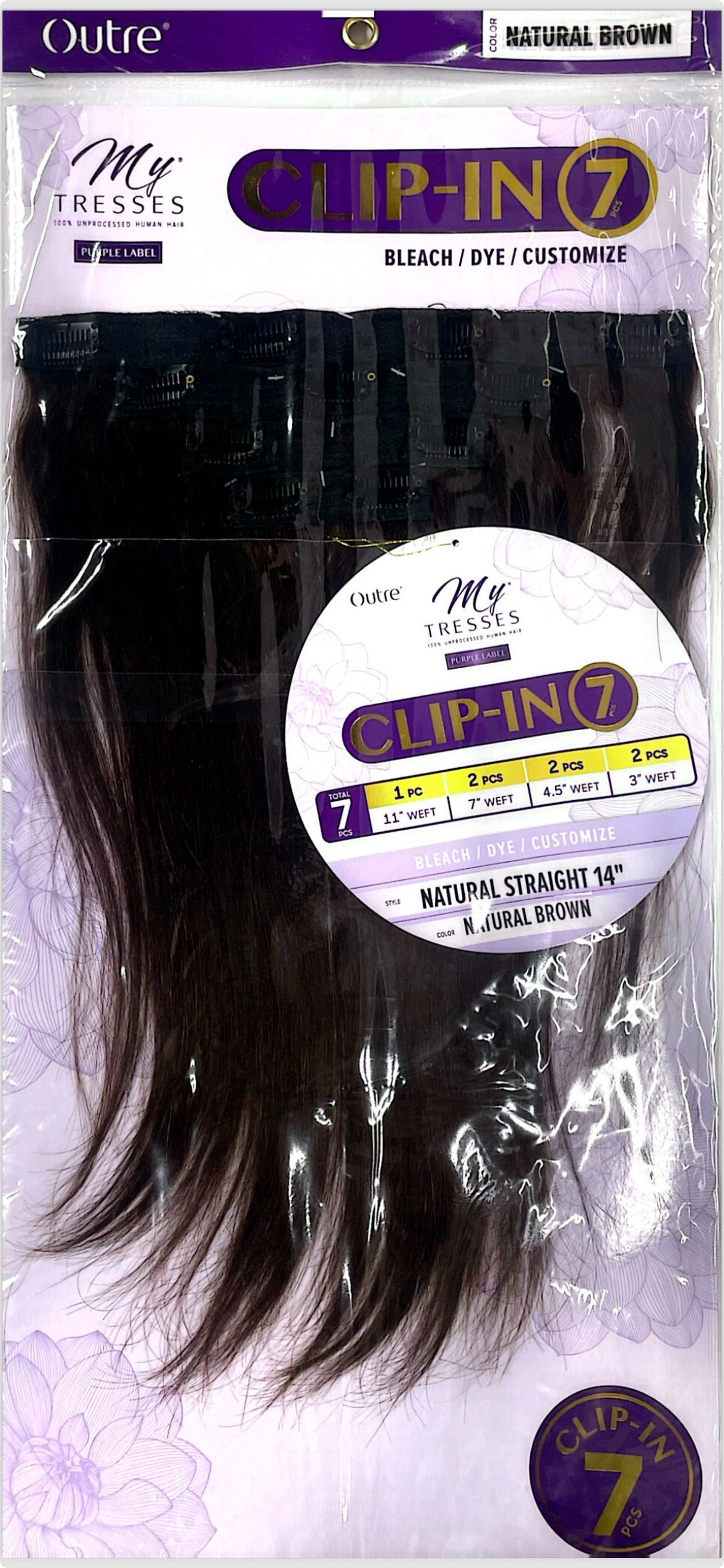 OUTRE MY TRESSES 100%UNPROCESSED HUMAN HAIR -CLIP-IN 7PCS- NATURAL STRAIGHT