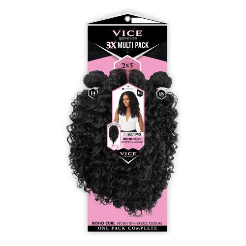 Sensationnel Weave Vice Bundles 3X Multi Pack Boho Curl With 2X5 HD Lace Closure Find Your New Look Today!
