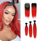 Uniq Hair 100% Virgin Human Hair Brazilian Bundle Hair Weave 7A Straight + 4X4 Closure#OTRED Find Your New Look Today!