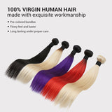 Uniq Hair 100% Virgin Human Hair Brazilian Bundle Hair Weave 7A Straight with 13X4 Closure#OTRED Find Your New Look Today!