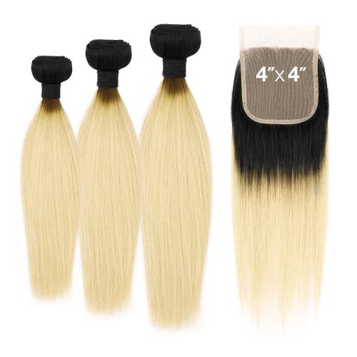 Uniq Hair 100% Virgin Human Hair Brazilian Bundle Hair Weave 7A Straight with 4X4 Closure#OT613 Find Your New Look Today!