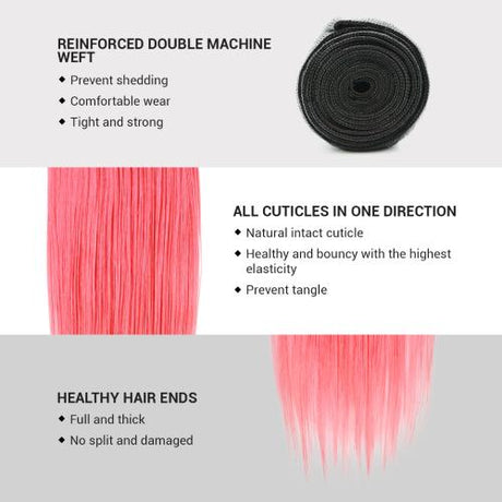 Uniq Hair 100% Virgin Human Hair Brazilian Bundle Hair Weave 9A Straight #OTPINK Find Your New Look Today!