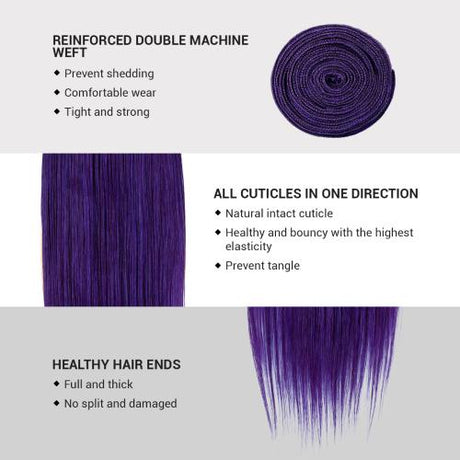 Uniq Hair 100% Virgin Human Hair Brazilian Bundle Hair Weave 9A Straight #PURPLE Find Your New Look Today!